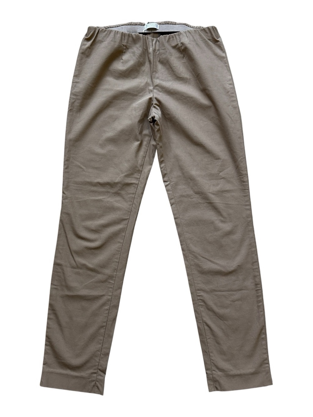 Brunello Cucinelli Taupe Pull On Stretch Cotton Pants Italy Made Women 6 Luxury